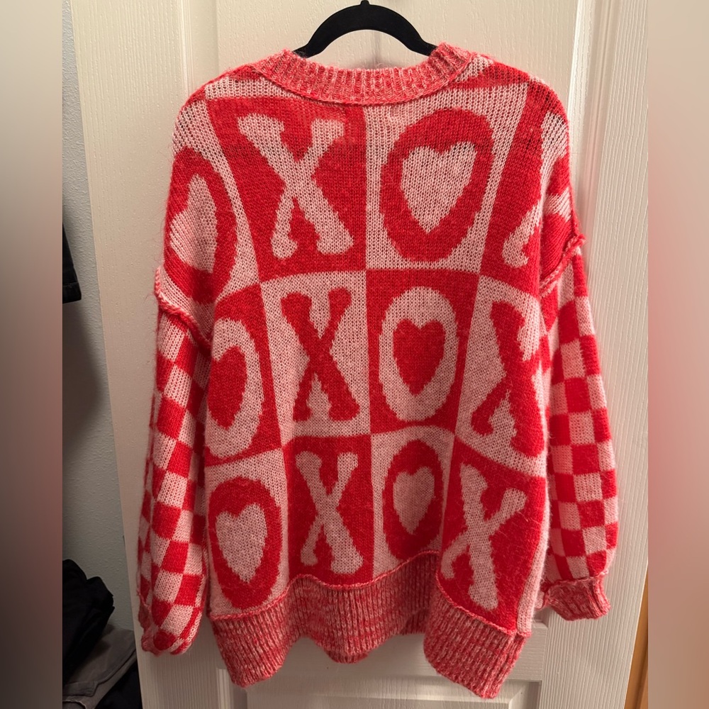 Fantastic Fawn Red and Pink XOXO Heart Knit Sweater - Picture 4 of 4